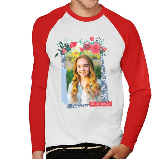 Holly-Hobbie-Be-The-Change-Floral-Border-Mens-Baseball-Long-Sleeved-T-Shirt