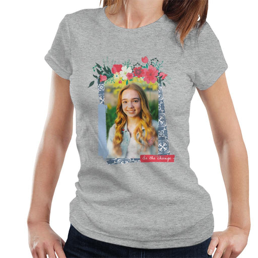 Holly-Hobbie-Be-The-Change-Floral-Border-Womens-T-Shirt
