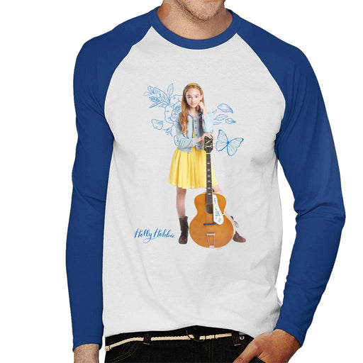 Holly-Hobbie-Blue-Butterfly-Silhouette-Mens-Baseball-Long-Sleeved-T-Shirt